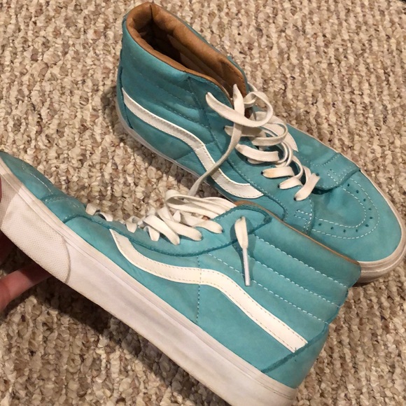 Light blue and leather high top SK8 Vans - Picture 2 of 4